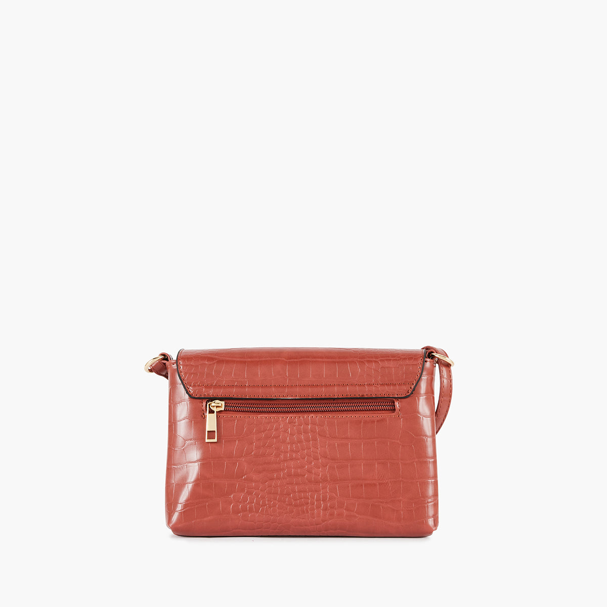 Sac à bandoulière effet croco rouge