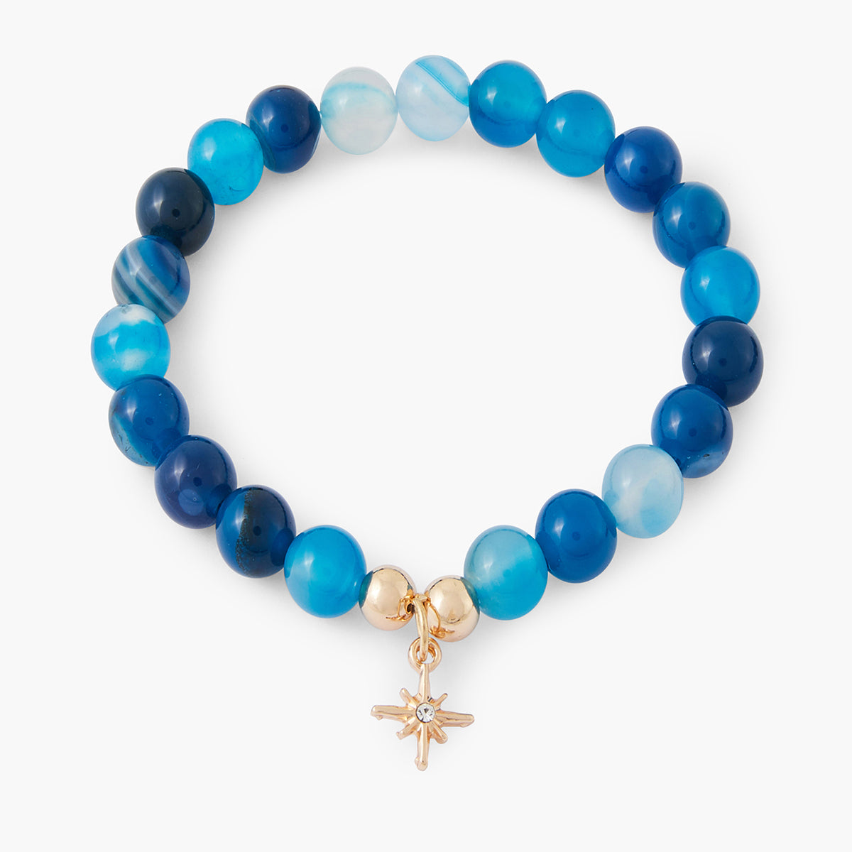 Bracelet élastique perles d'Agate bleue