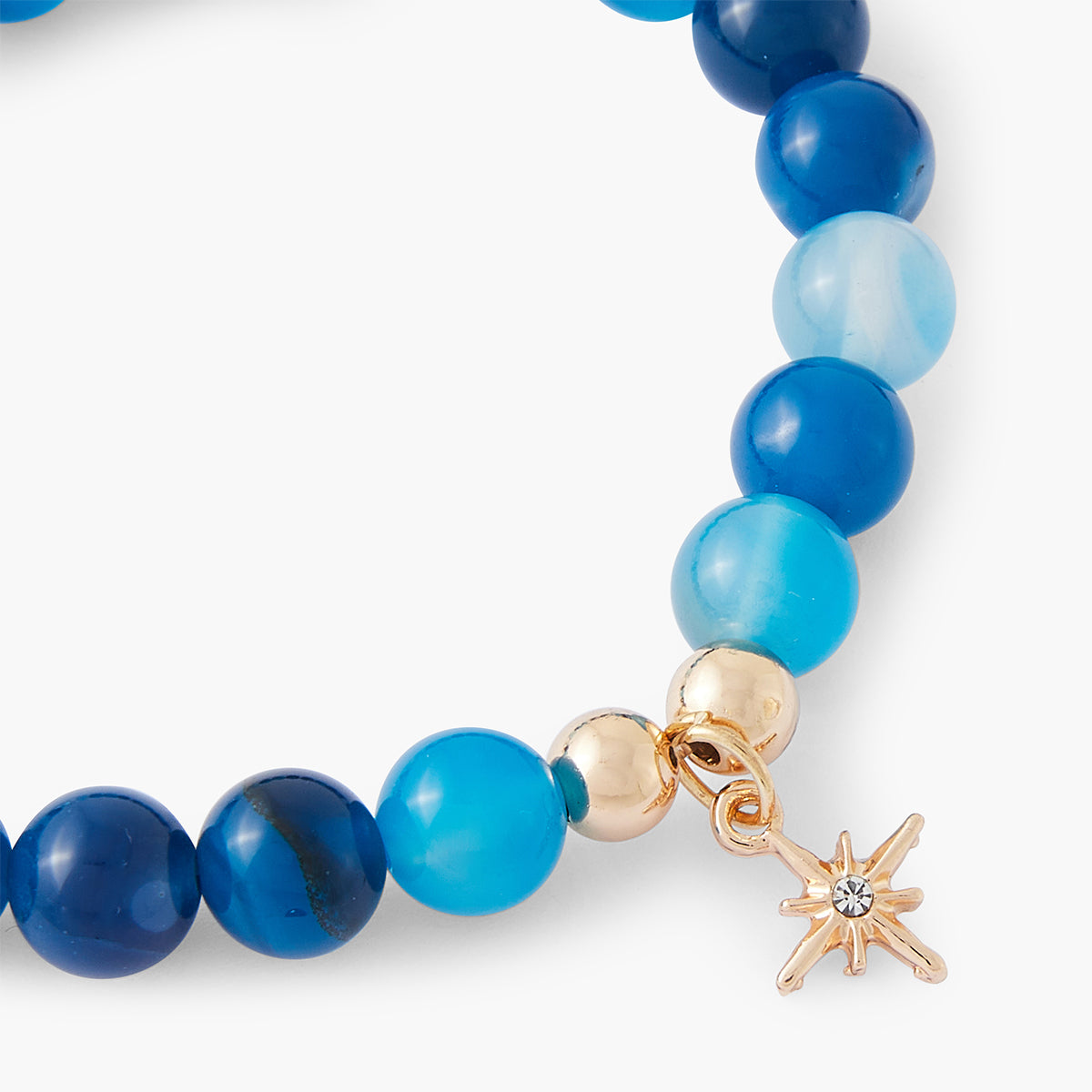 Bracelet élastique perles d'Agate bleue