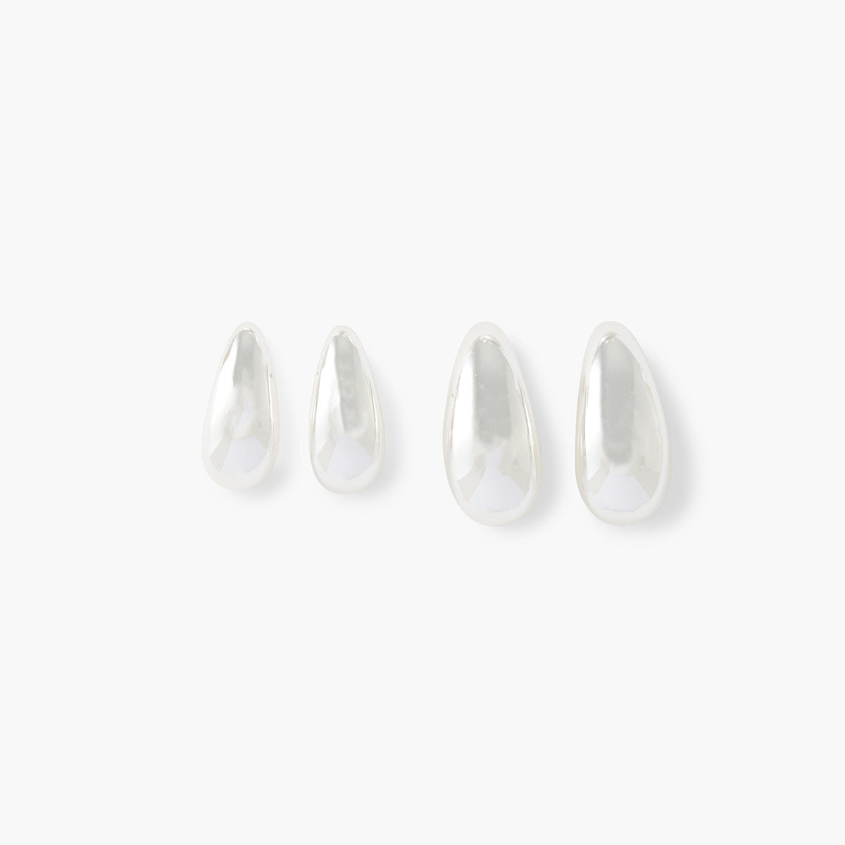 Set de 2 boucles d'oreilles gouttes argentées