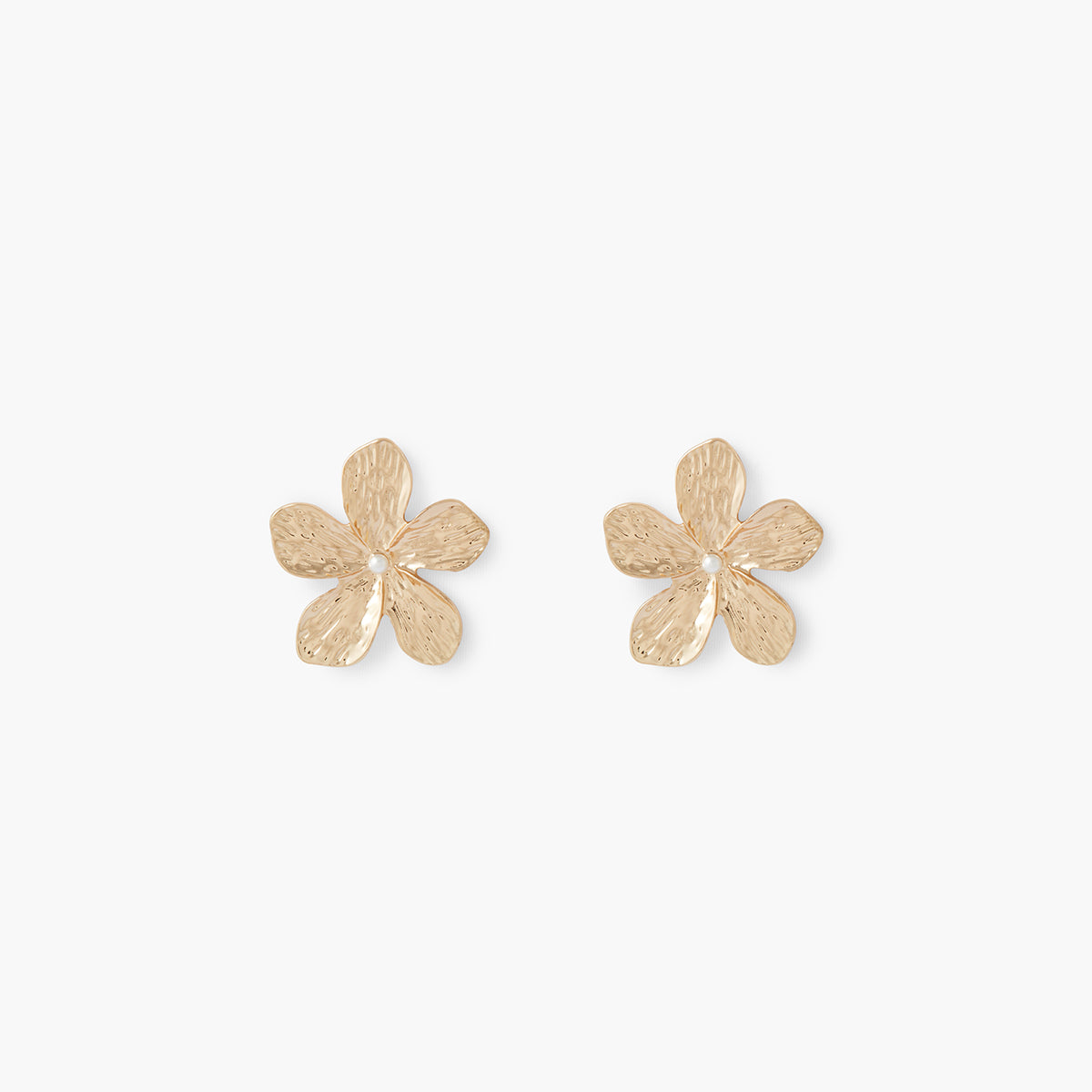 Boucles d'oreilles fleurs en métal avec perle