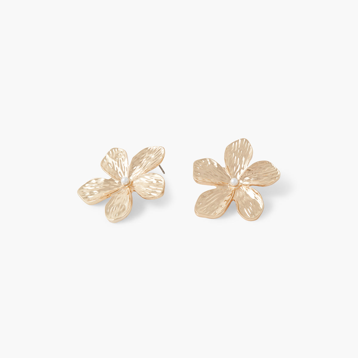 Boucles d'oreilles fleurs en métal avec perle