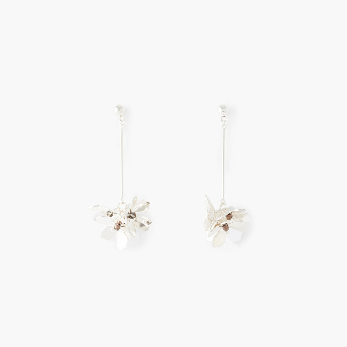 Boucles d'oreilles barre et fleurs