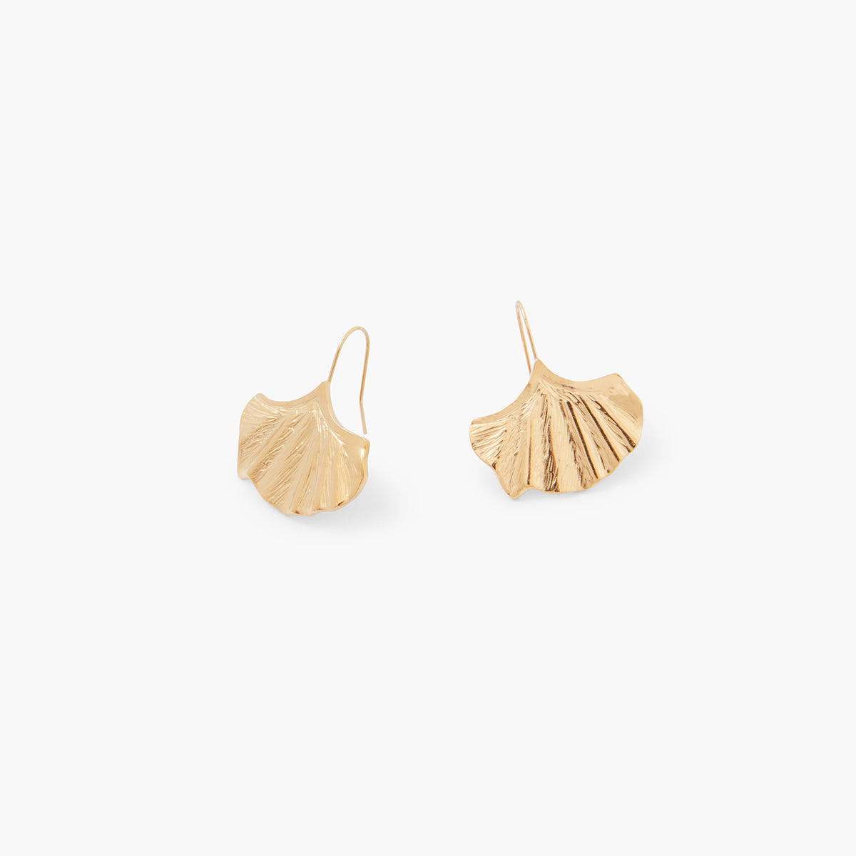 Boucles d'oreilles feuille de ginkgo en acier inoxydable doré