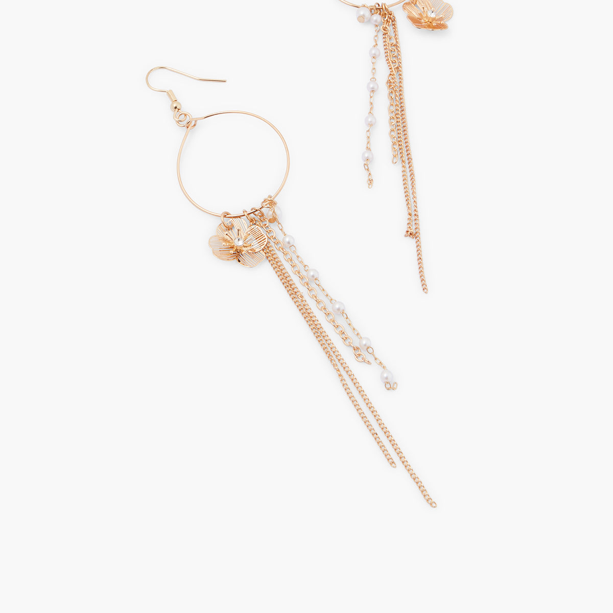 Boucles d'oreilles chaines avec fleur et perles