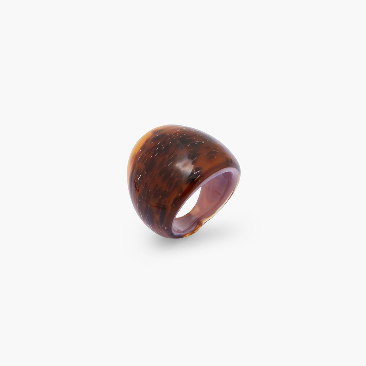 Grosse bague marron effet léopard