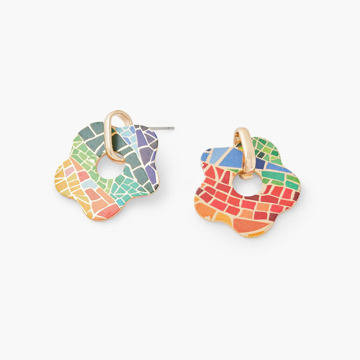 Boucles d'oreilles fleurs imprimé mosaïque Balagane