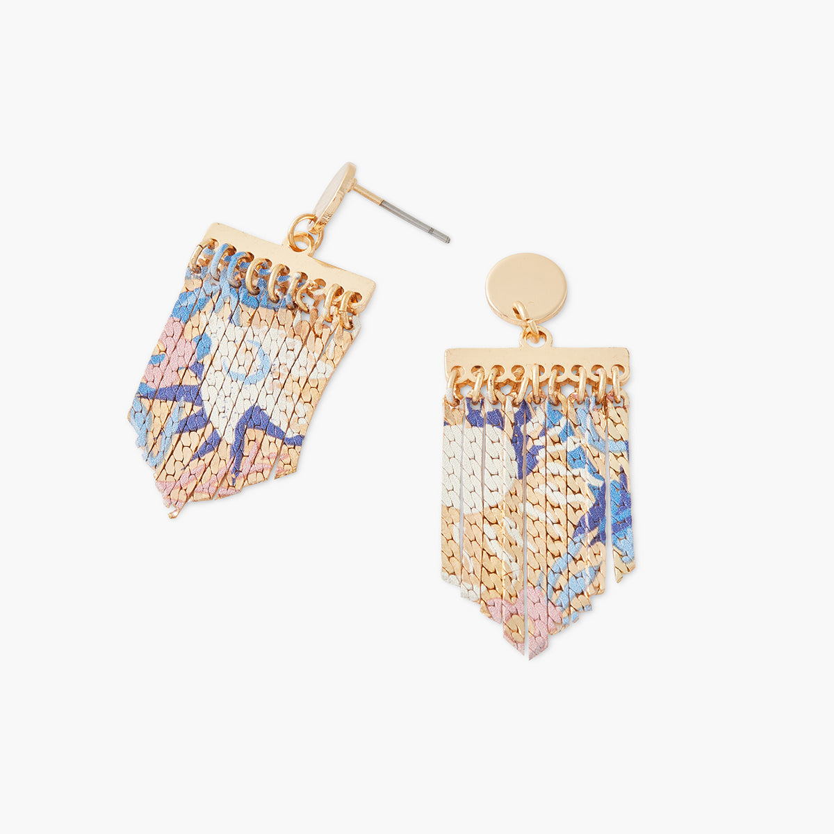 Boucles d'oreilles en chaine imprimées oiseaux et soleil Balagane