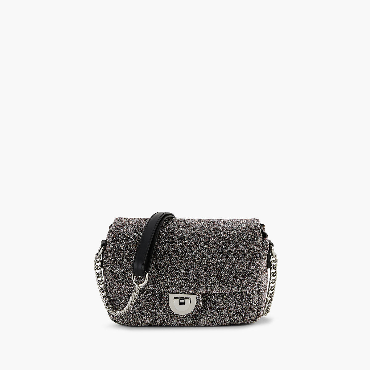 Sac à bandoulière bi-matière lurex gris