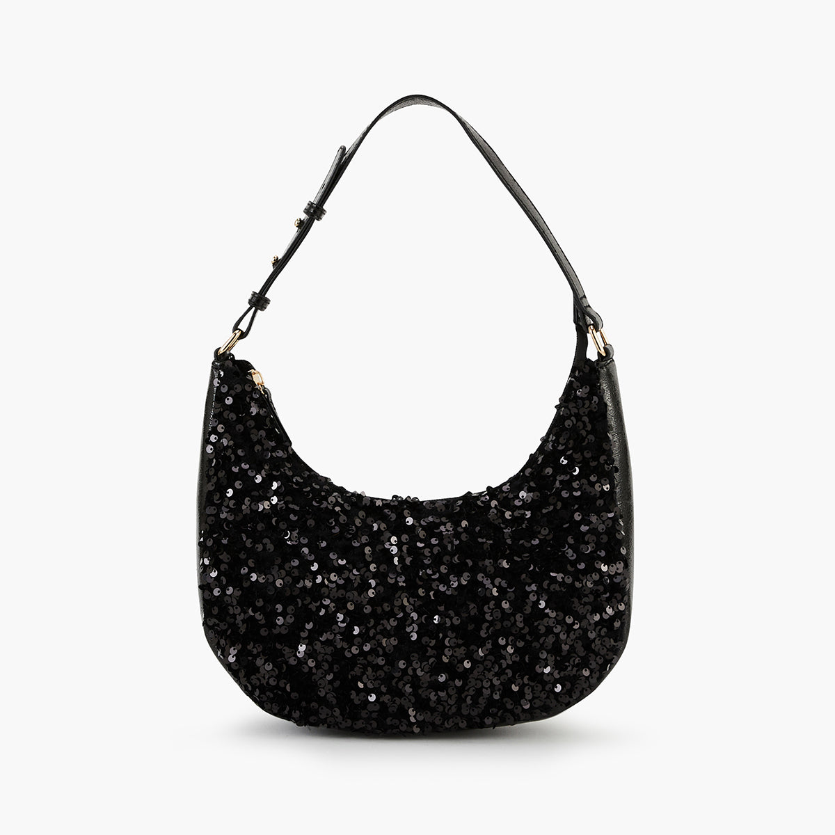 Sac porté épaule noir à sequins