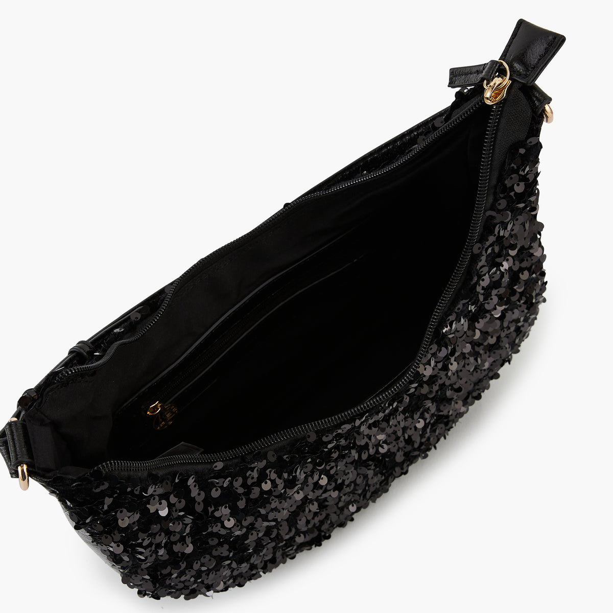 Sac porté épaule noir à sequins