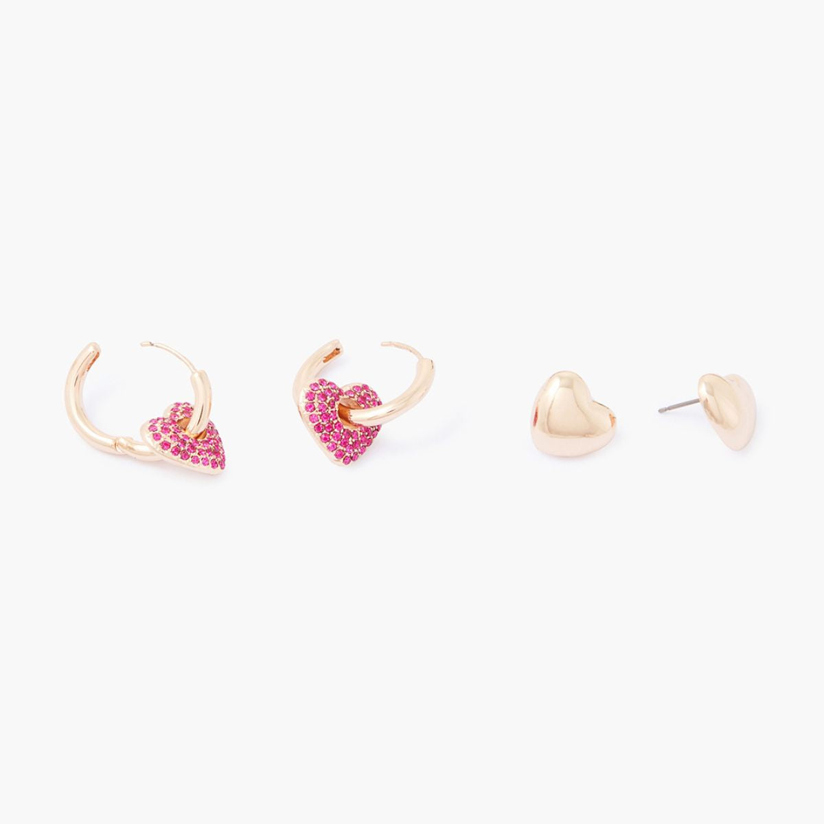 Set de 2 paires de boucles d'oreilles coeurs