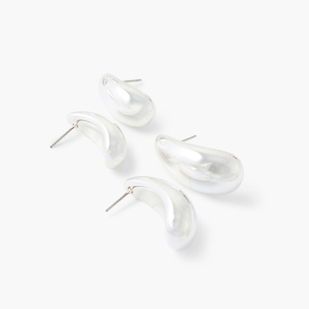 Set de 2 boucles d'oreilles gouttes argentées