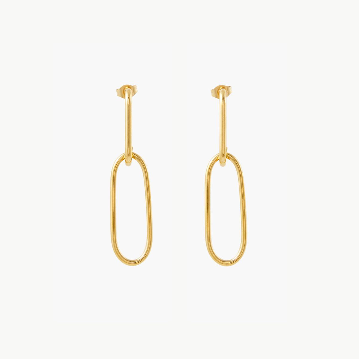 Boucles d'oreilles longues double anneaux acier inoxydable doré