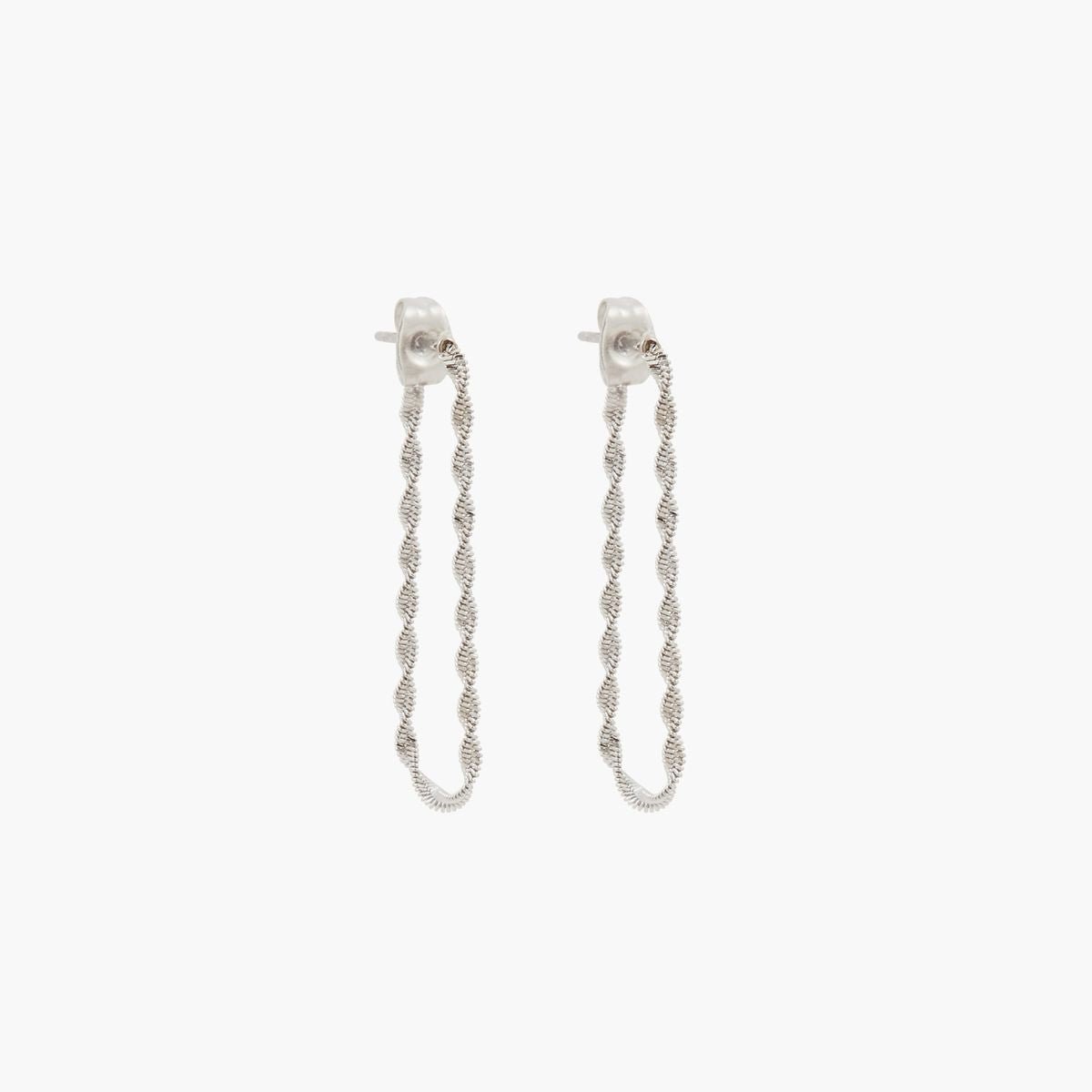 Boucles d'oreilles chaînes torsadées acier inoxydable argenté