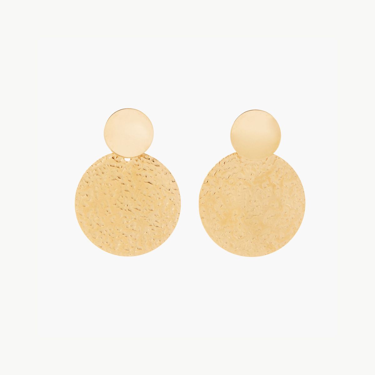 Boucles d'oreilles disque martelé acier inoxydable