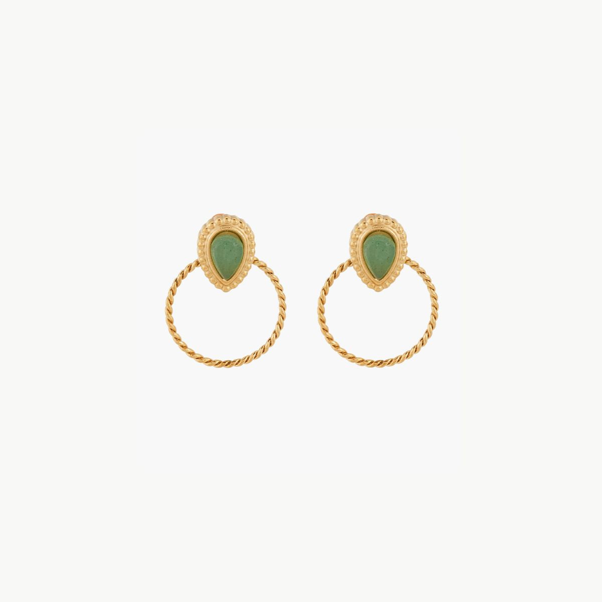 Petites boucles d'oreilles pierre d'Aventurine et acier inoxydable