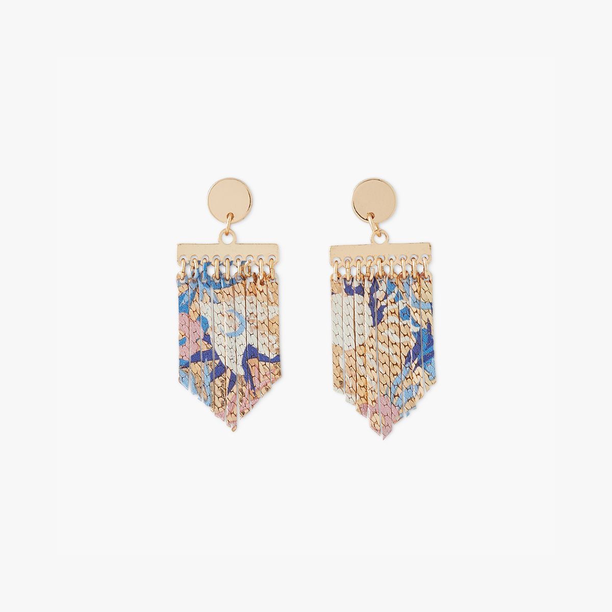 Boucles d'oreilles en chaine imprimées oiseaux et soleil Balagane