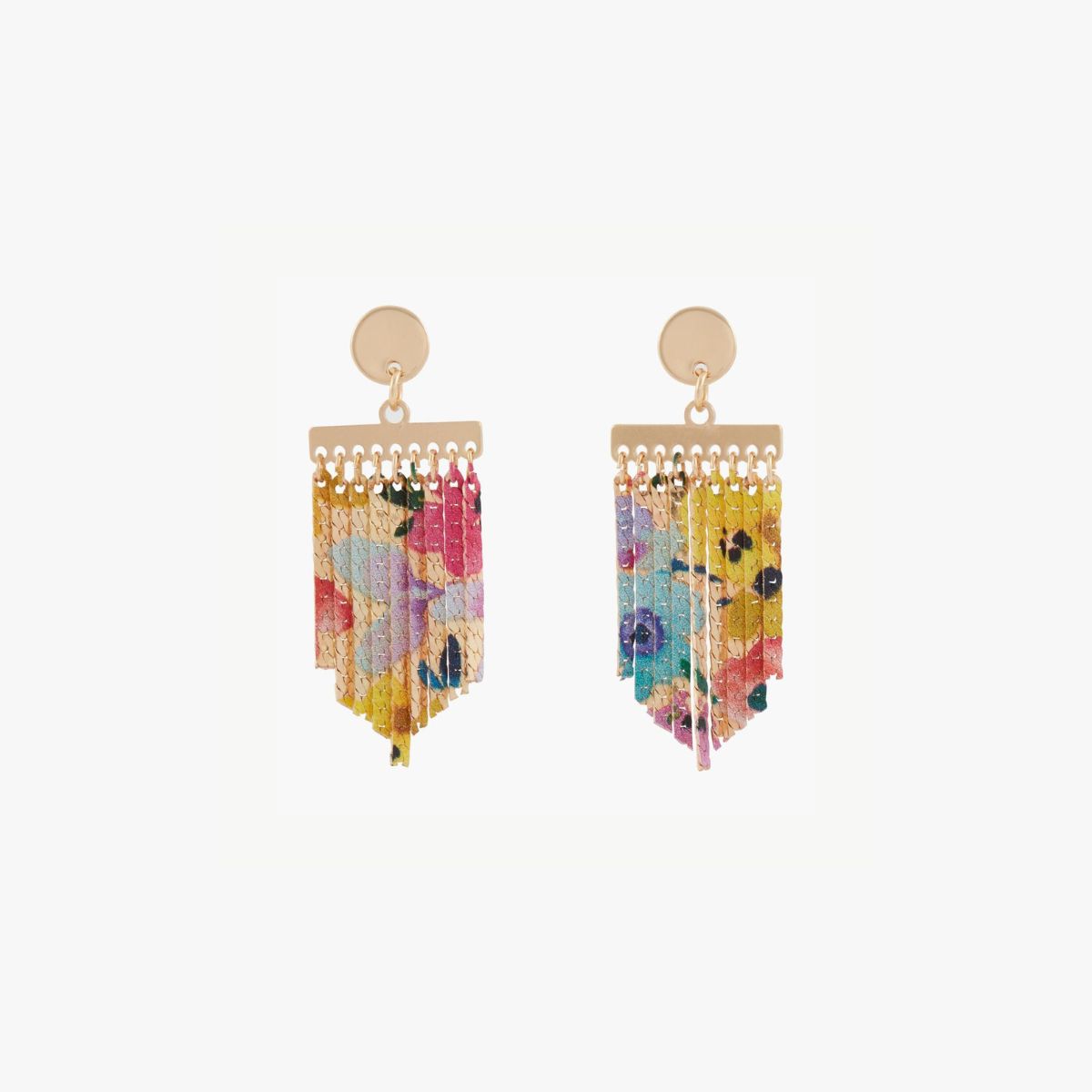 Boucles d'oreilles chaine imprimées fleurs Balagane