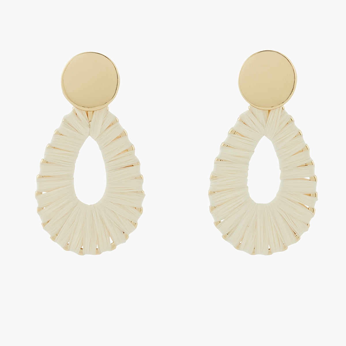 Boucles d'oreilles raphia ivoire - blanc