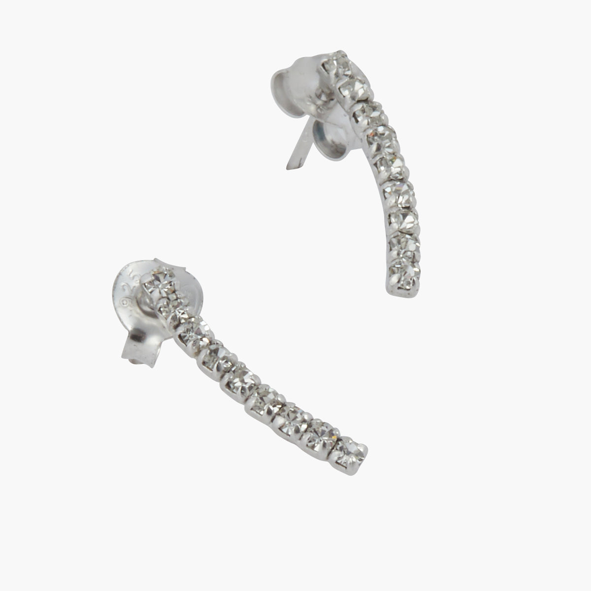 Puces d'oreilles barre strass Argent Garanti Silver Idol