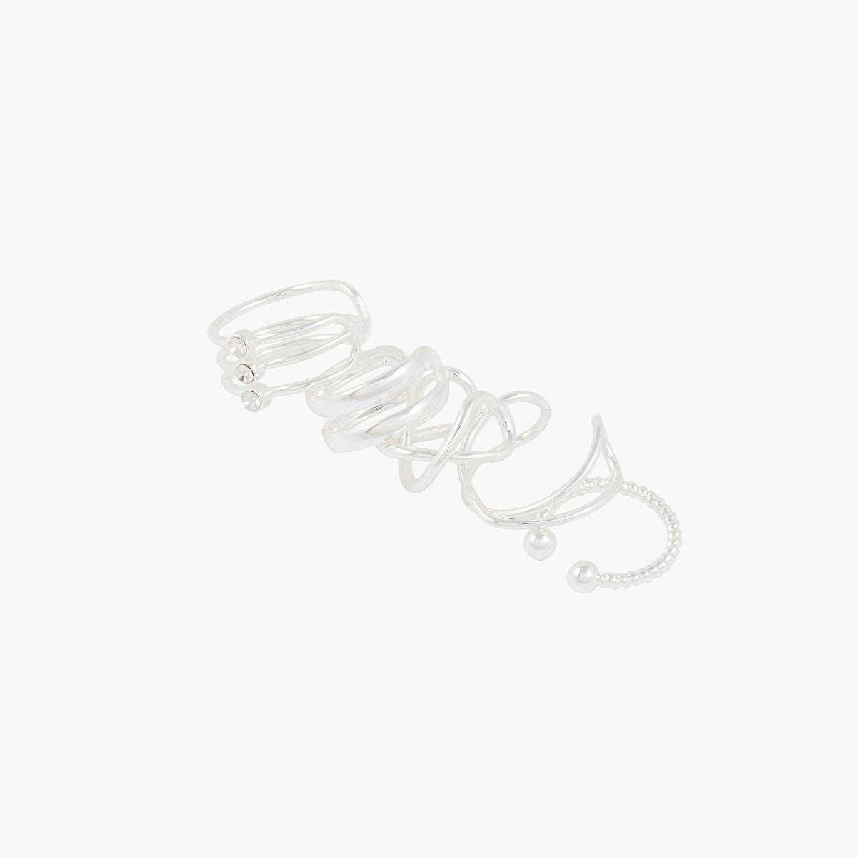 Set de 5 ear cuffs argentés