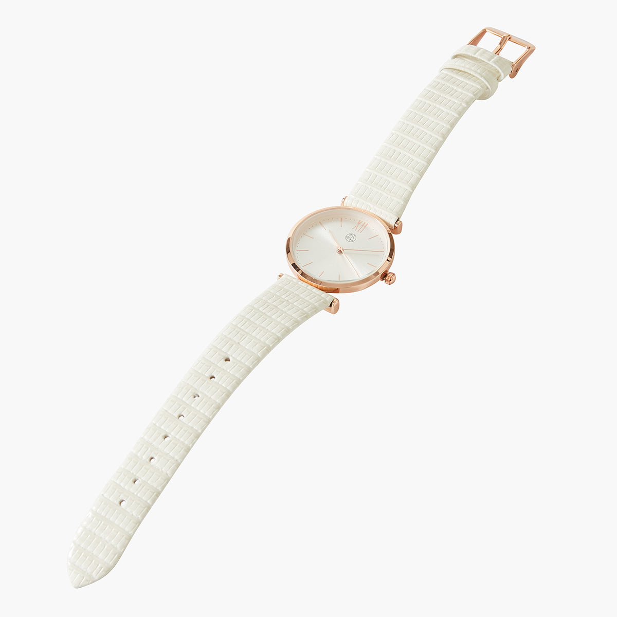 Montre bracelet effet lézard blanc