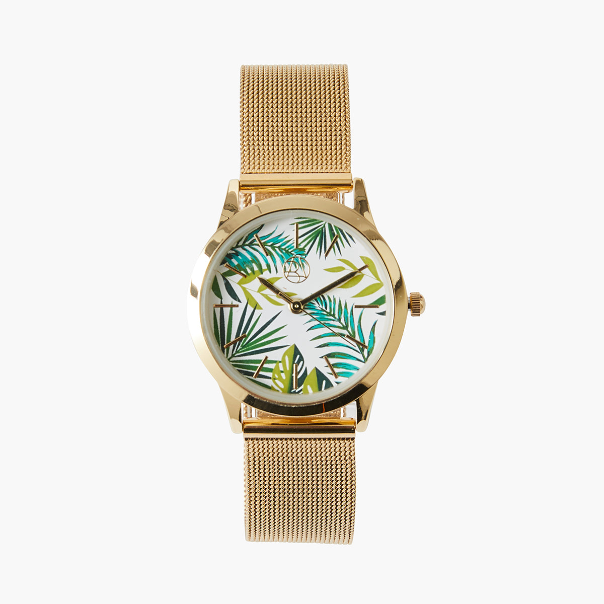 Montre dorée tropicale