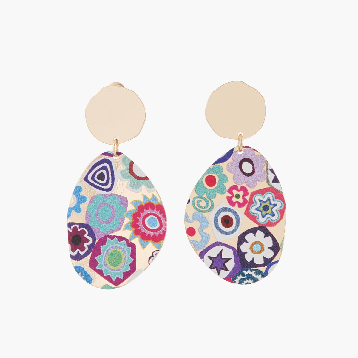 Boucles d'oreilles imprimées fleurs Millefiori