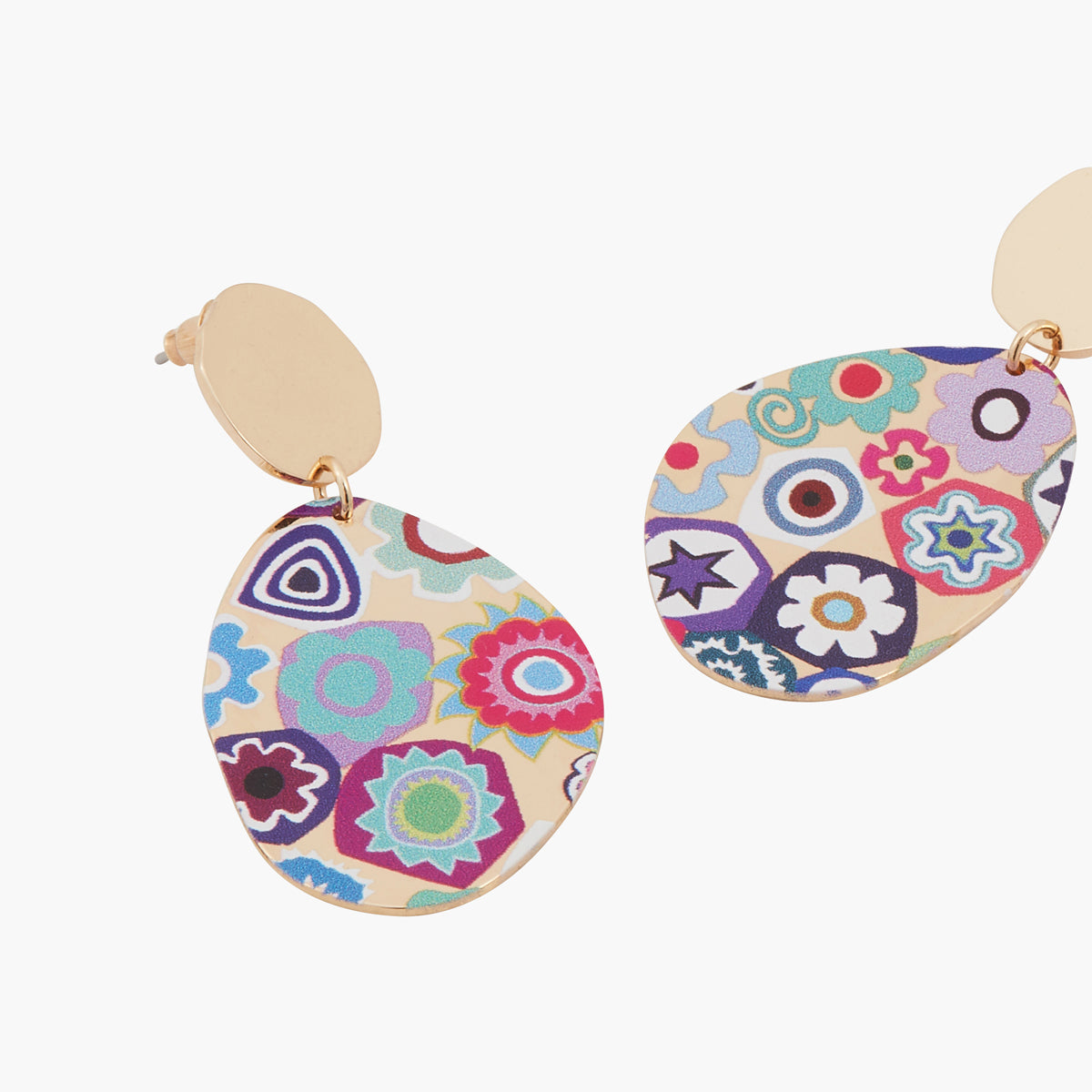 Boucles d'oreilles imprimées fleurs Millefiori