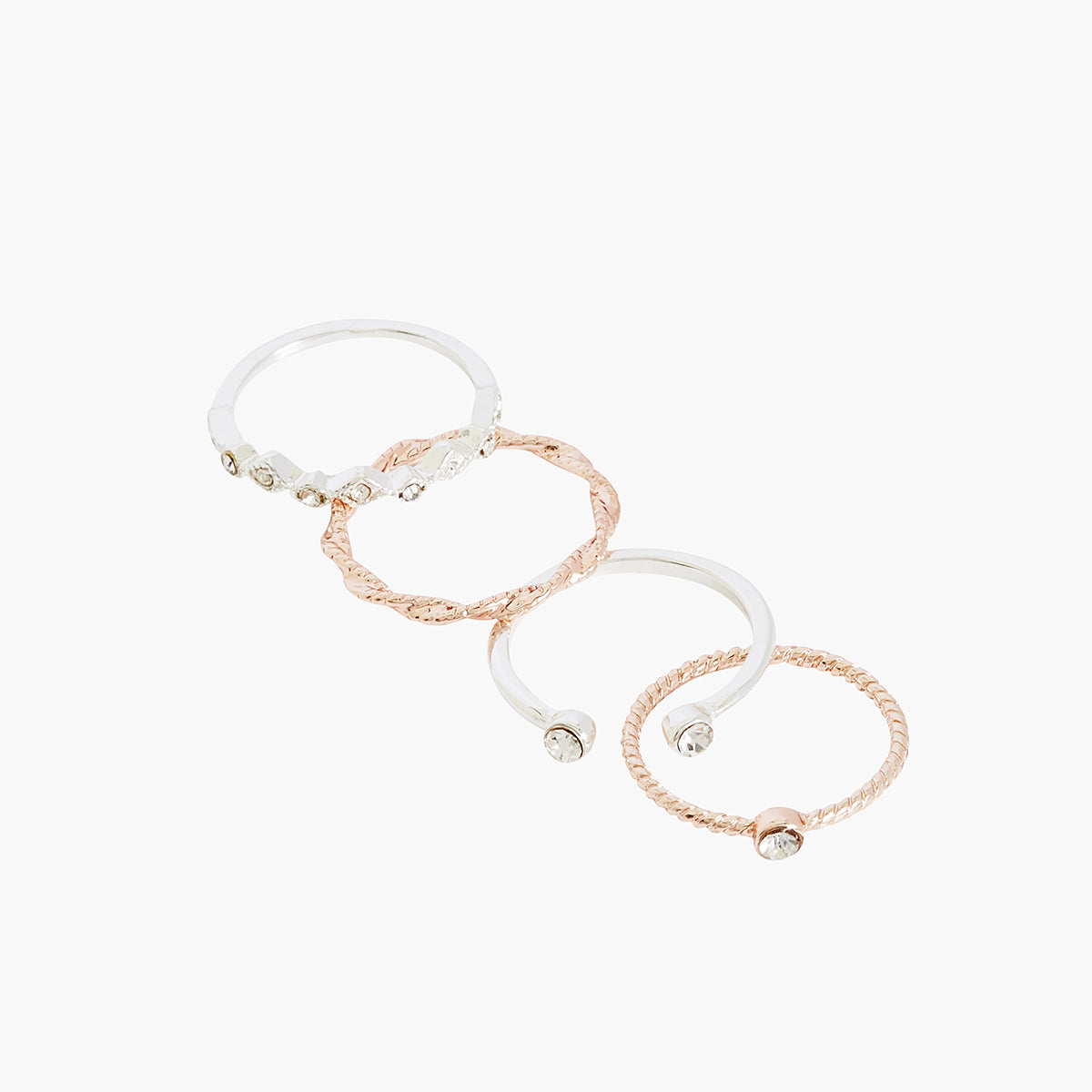 Set de Bagues Strass Basic Nude