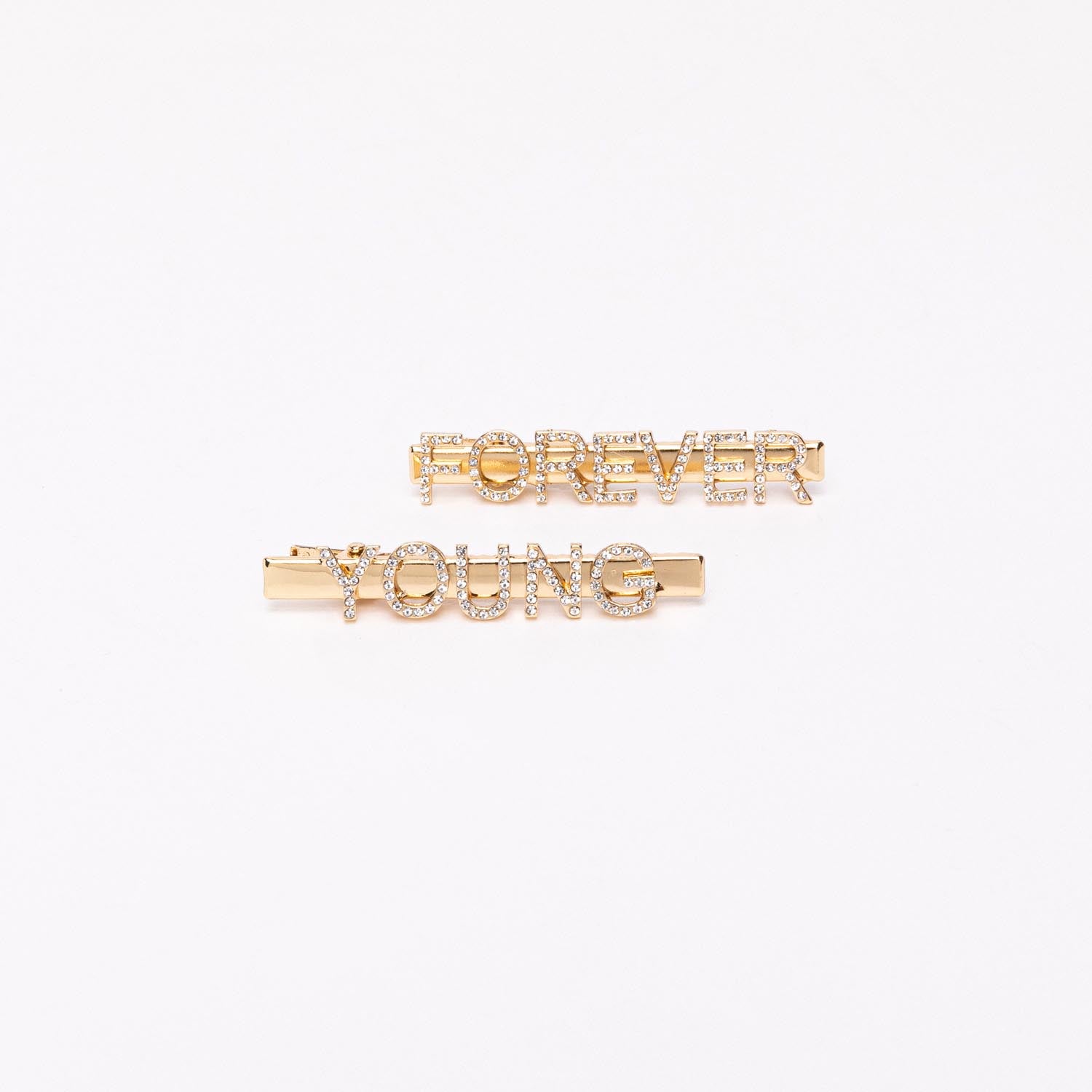 Set de 2 barrettes message "Forever Young"