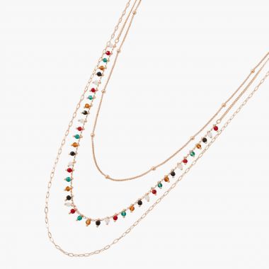 Collier multirang perles colorées Talisman