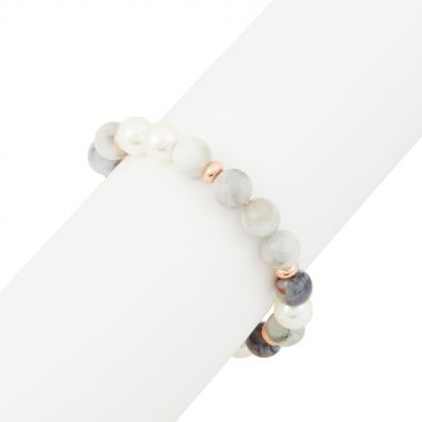 Bracelet Ajustable Perle Et Effet Pierres - Stone Granite