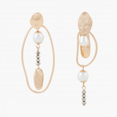 Boucles d'oreilles asymetriques avec perles - New Pearl