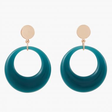 Boucles d'oreilles en métal avec pendentif cercle acrylique bleu Soft Suede