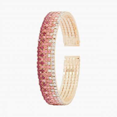 Bracelet manchette avec strass rose Pave