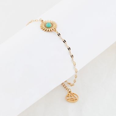 Bracelet médaillon soleil avec pierre de Jade