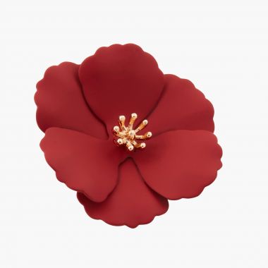 Broche fleur coating rouge