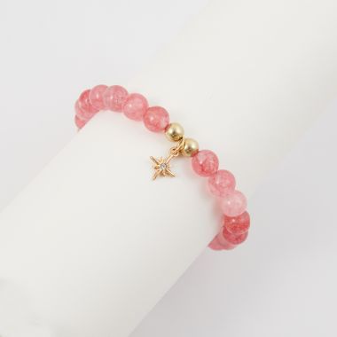 Bracelet perles de Quartz - rose