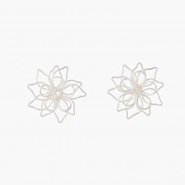 Boucles d'oreilles puces fleurs - argenté