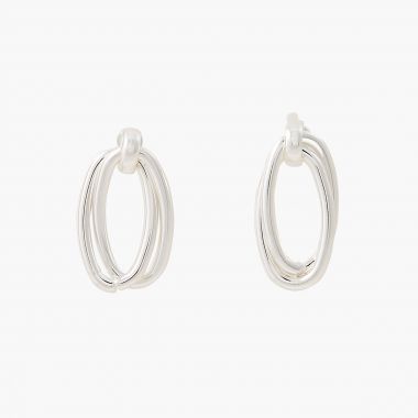 Boucles d'oreilles ovales 2 anneaux - argenté