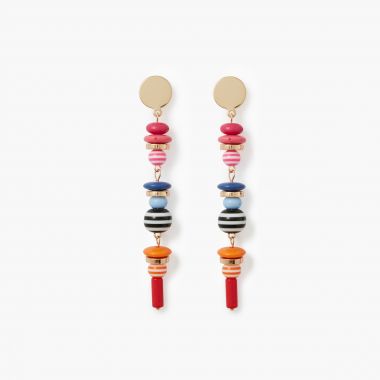 Boucles d'oreilles longues perles fantaisies - multicolore
