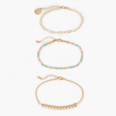 Set de 3 bracelet - doré et bleu 