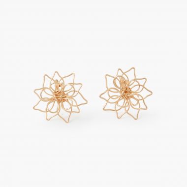 Clips d'oreilles fleurs en métal - doré 