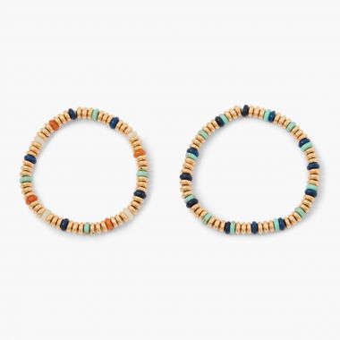 Set de 2 bracelets élastiques à perles plates