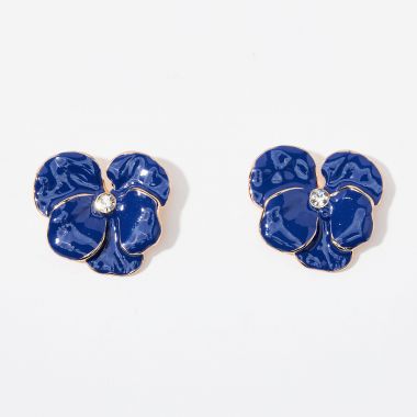 Boucles d'oreilles fleurs - bleu foncé