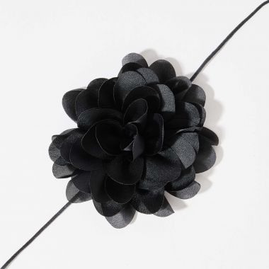 Choker fleur satinée - noir