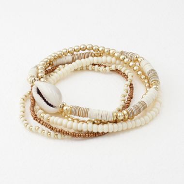 Set de bracelets élastiques - doré et blanc 